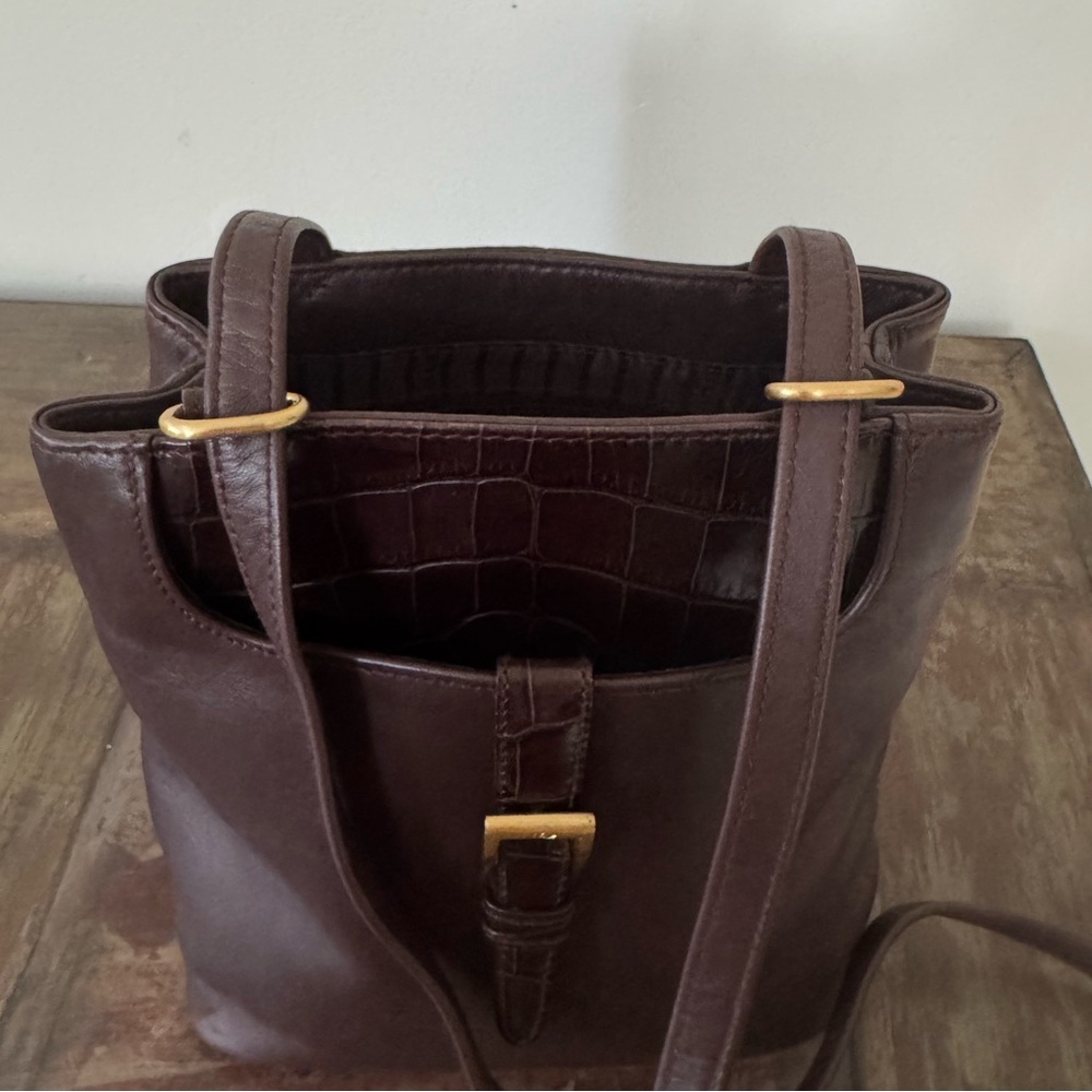 Vintage Leather Co Liz Claiborne brown purse shoulder bag croc detail‎ women’s - Picture 5 of 11